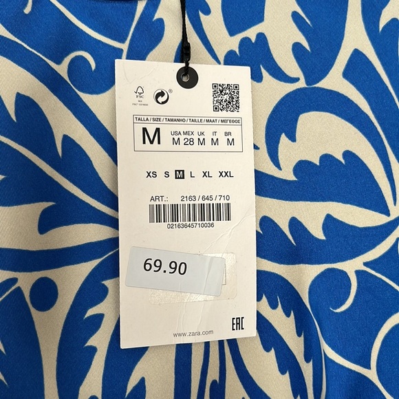 Zara Blue and Cream Dress NWT - Picture 2 of 4